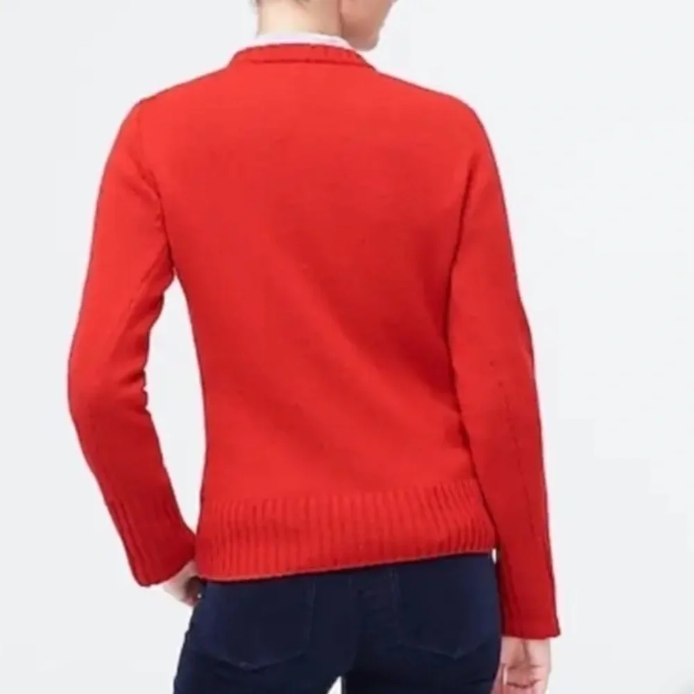 J.Crew Cable knit Sweater red wool blend pullover crewneck long sleeve XS S